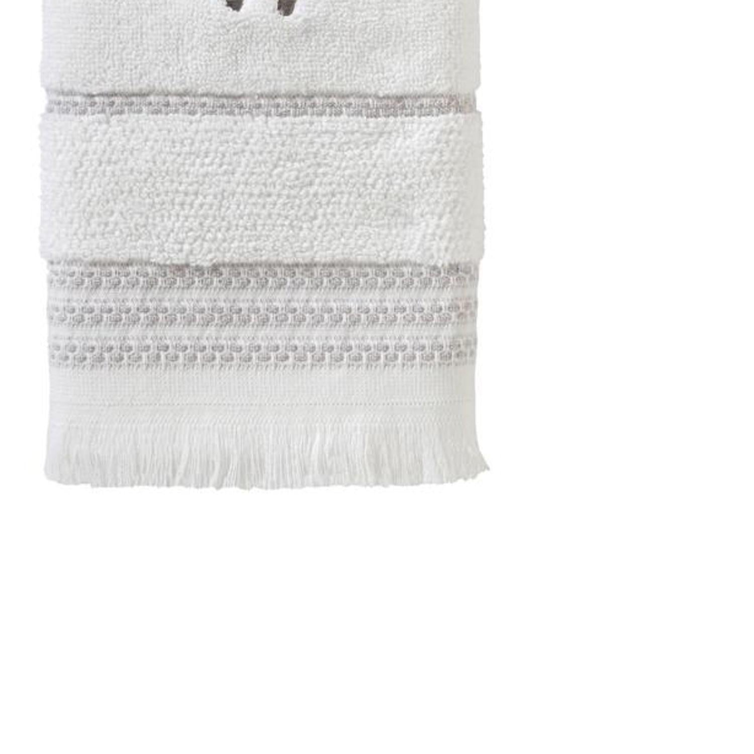 SKL Home By Saturday Knight Ltd Casual Monogram Hand Towel Set - 2-Count - 16"x26", White