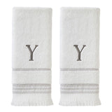 SKL Home By Saturday Knight Ltd Casual Monogram Hand Towel Set - 2-Count - 16"x26", White