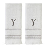 SKL Home By Saturday Knight Ltd Casual Monogram Hand Towel Set - 2-Count - 16"x26", White