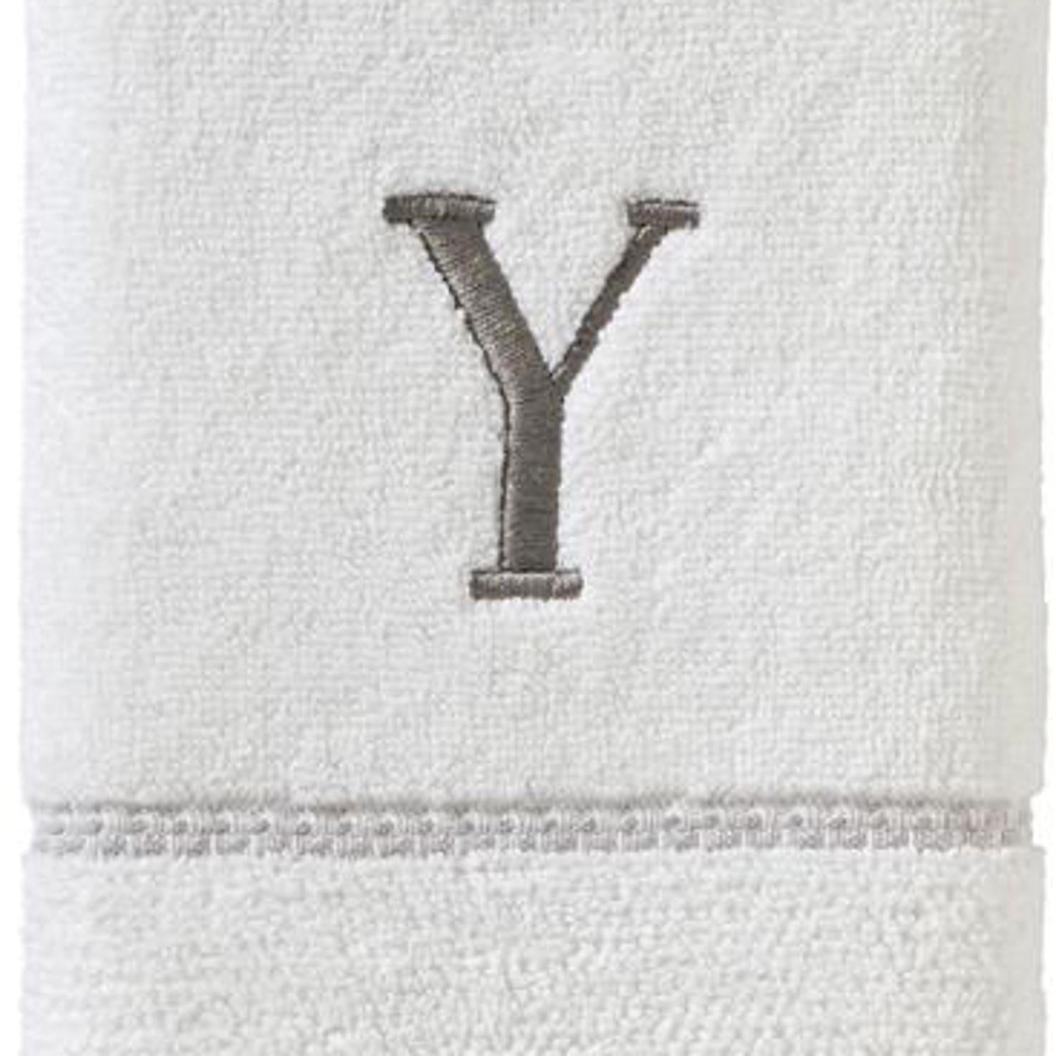 SKL Home By Saturday Knight Ltd Casual Monogram Hand Towel Set - 2-Count - 16"x26", White