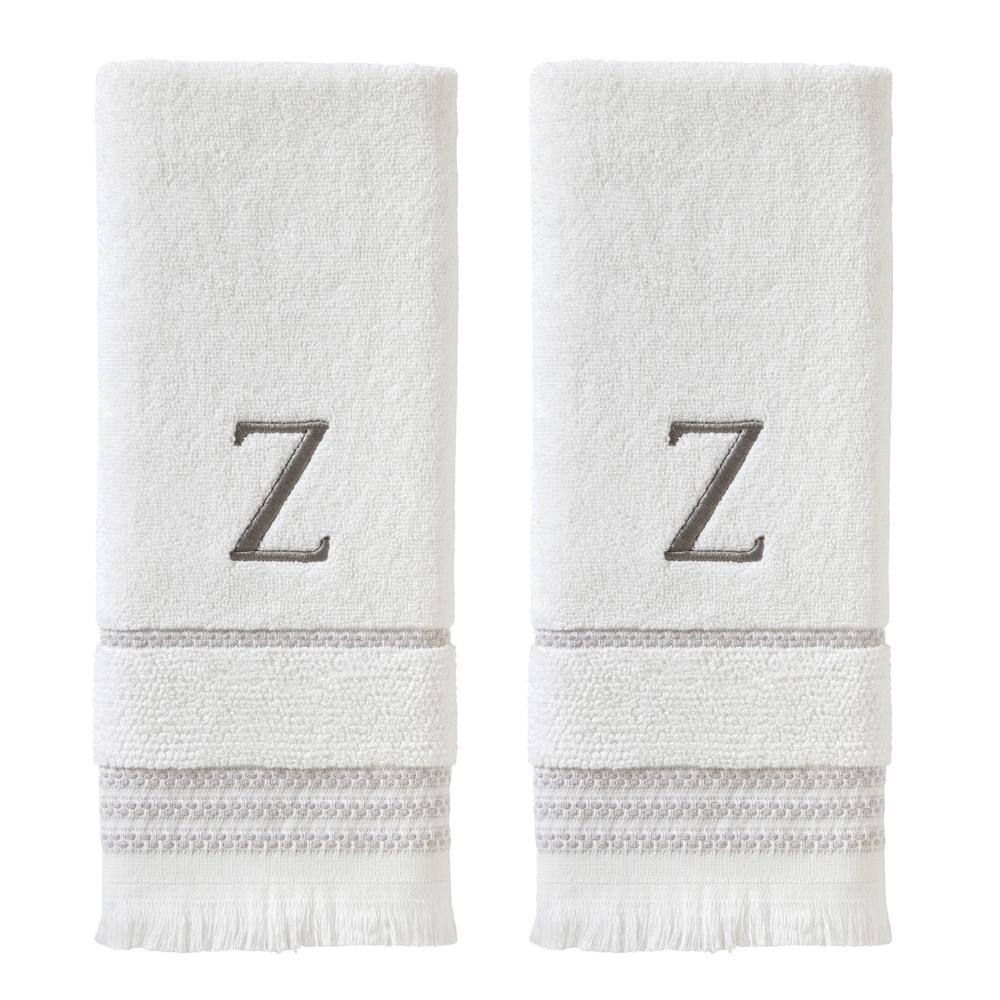 SKL Home By Saturday Knight Ltd Casual Monogram Hand Towel Set - 2-Count - 16"x26", White