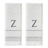 SKL Home By Saturday Knight Ltd Casual Monogram Hand Towel Set - 2-Count - 16"x26", White