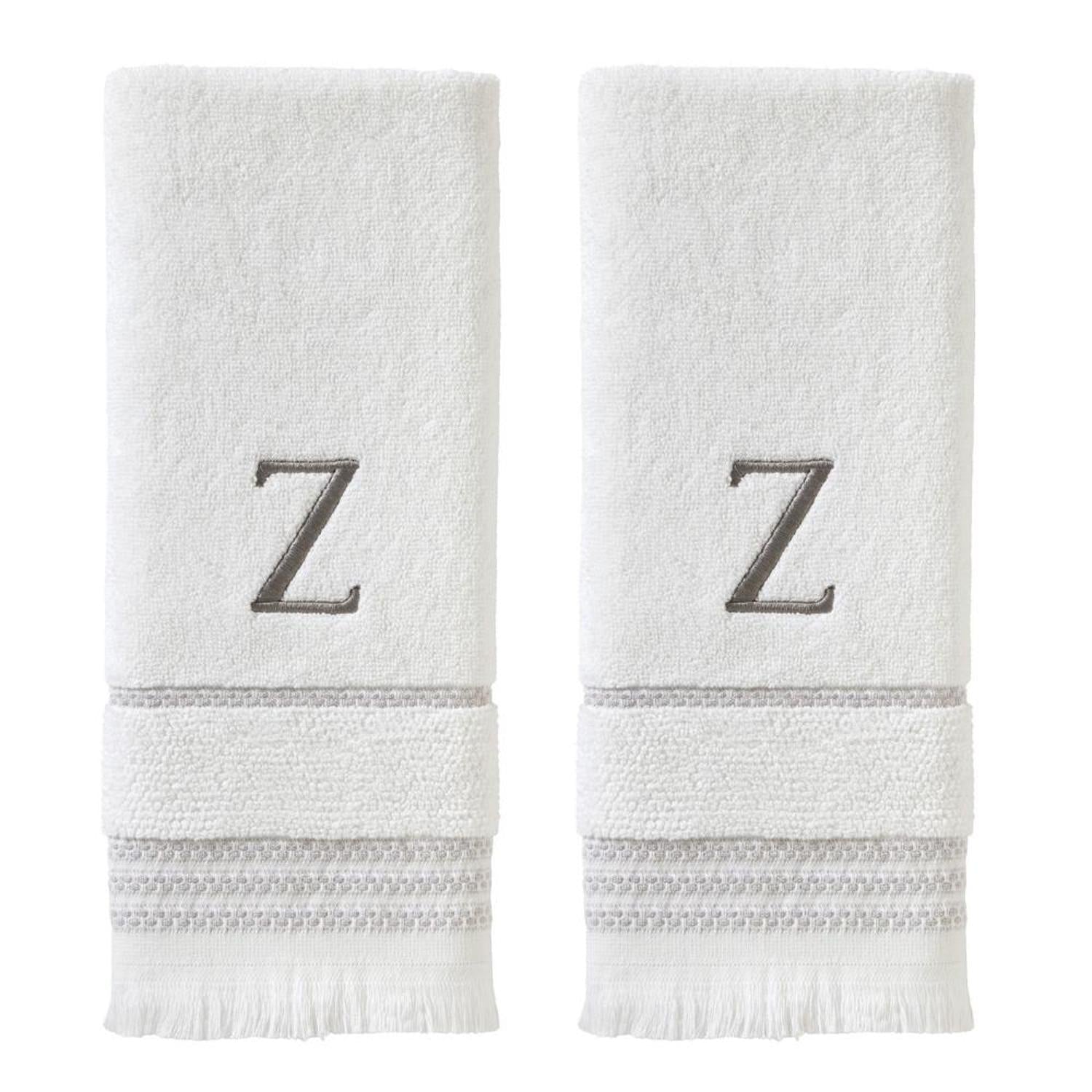 SKL Home By Saturday Knight Ltd Casual Monogram Hand Towel Set - 2-Count - 16"x26", White