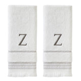 SKL Home By Saturday Knight Ltd Casual Monogram Hand Towel Set - 2-Count - 16"x26", White