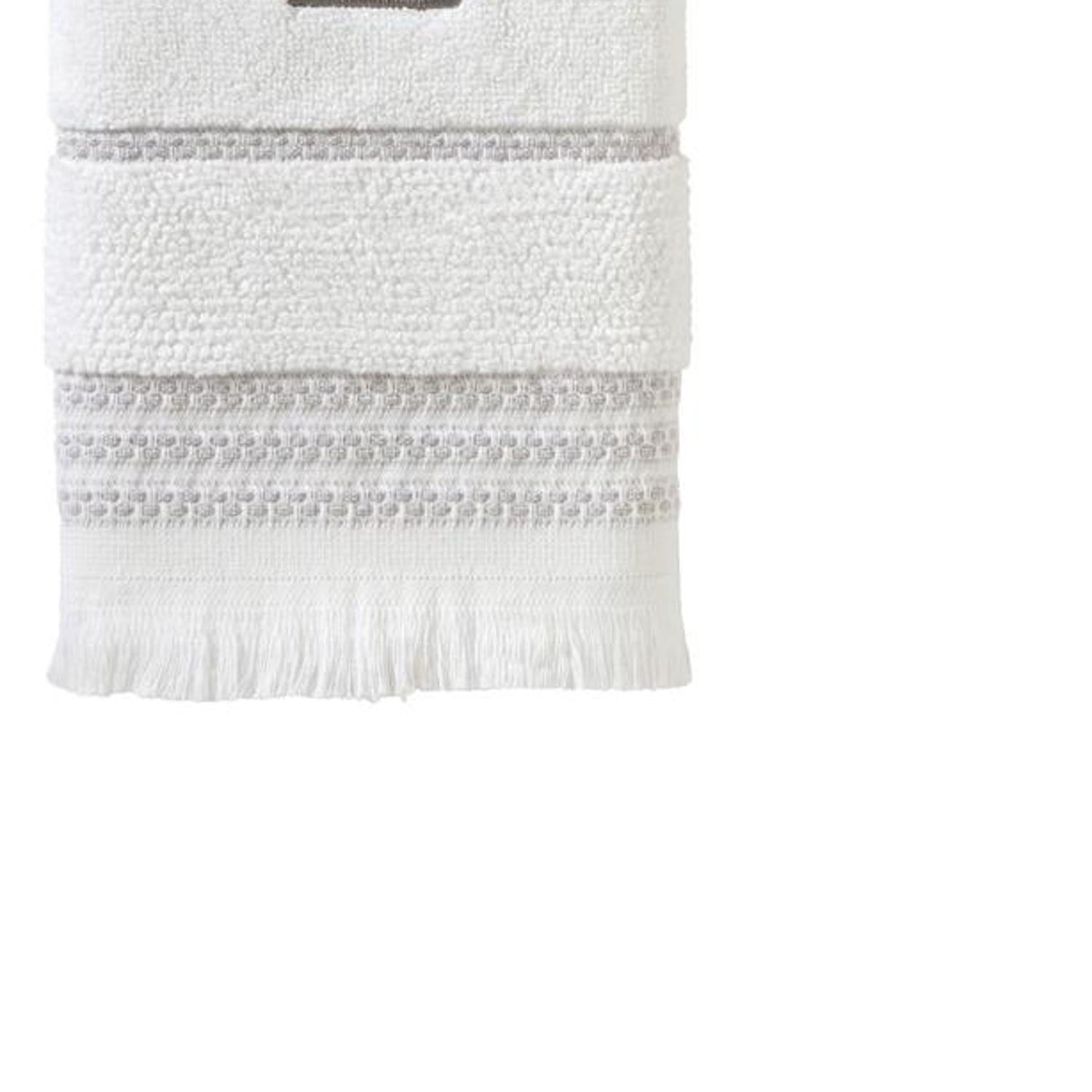 SKL Home By Saturday Knight Ltd Casual Monogram Hand Towel Set - 2-Count - 16"x26", White