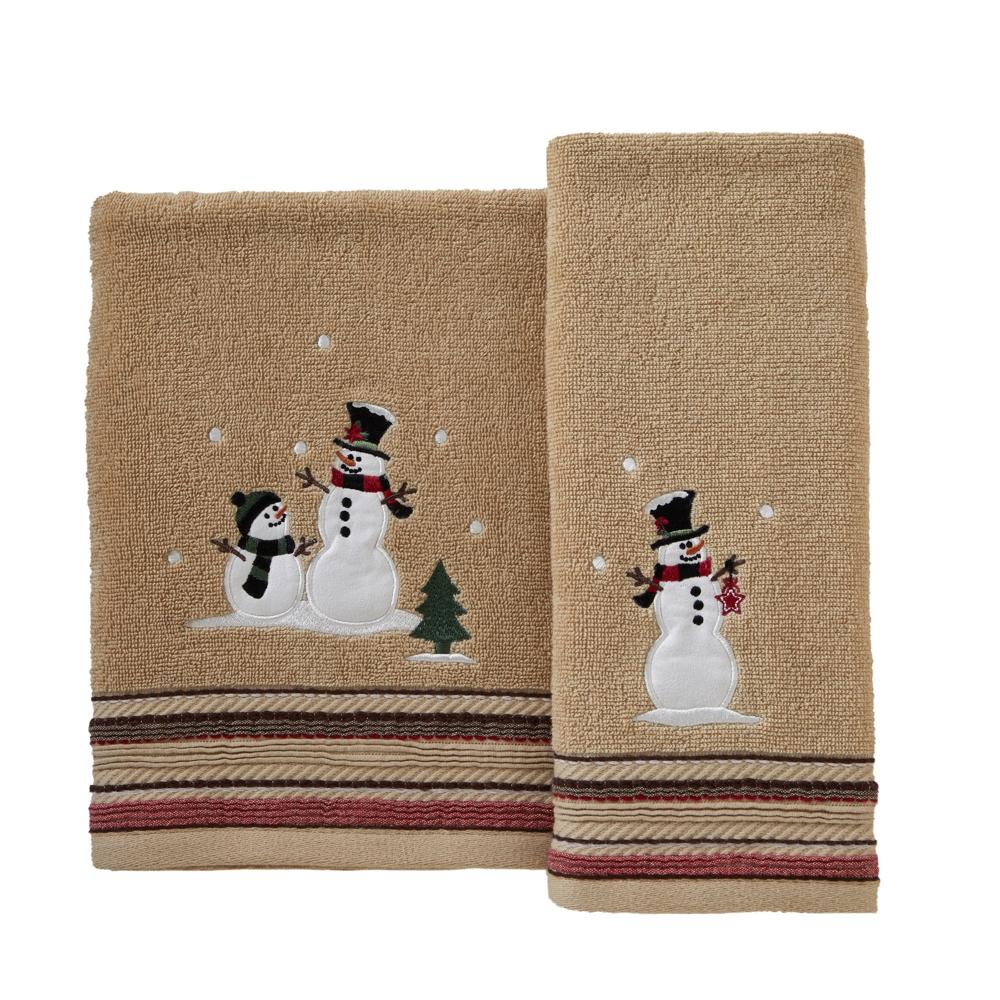 SKL Home By Saturday Knight Ltd Rustic Plaid Snowman Bath Towel - 24X48", Wheat
