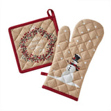 SKL Home By Saturday Knight Ltd Rustic Plaid Snowman Oven Mitt And Pot Holder Set - 2-Count - 8X8