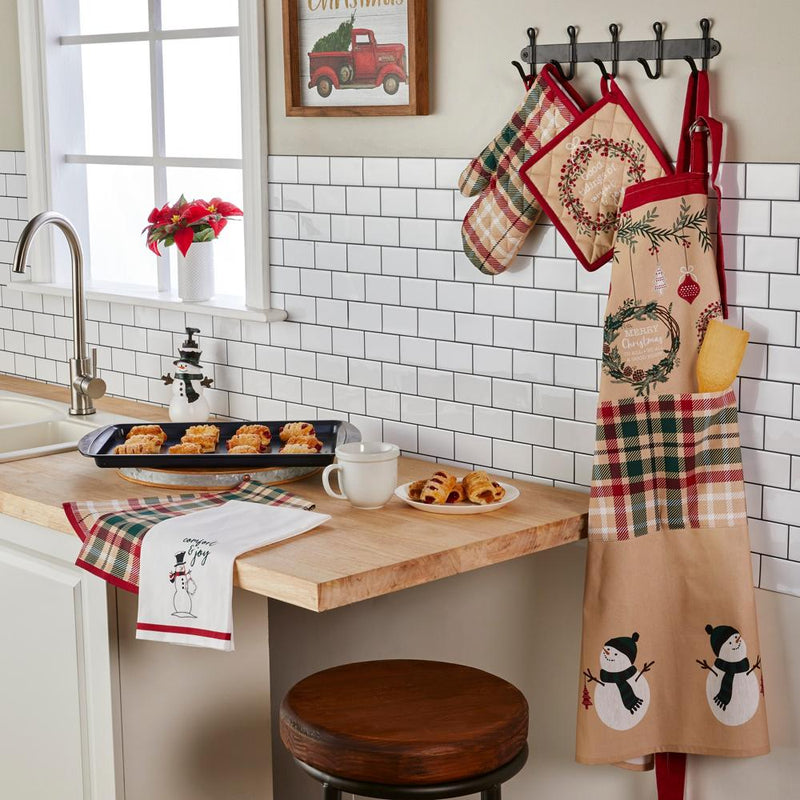 SKL Home By Saturday Knight Ltd Rustic Plaid Snowman Oven Mitt And Pot Holder Set - 2-Count - 8X8", Multi