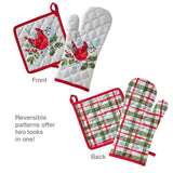 SKL Home By Saturday Knight Ltd Berry Cardinal Oven Mitt And Pot Holder Set - 8X8", Multi