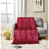 Amrani Bedcover Embossed Blanket, Soft Premium Micro Plush Queen Burgundy by Plazatex