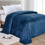 Amrani Bedcover Embossed Blanket Soft Premium Microplush Navy by Plazatex