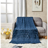 Amrani Bedcover Embossed Blanket Soft Premium Microplush Navy by Plazatex