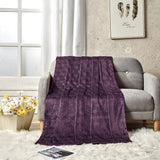 Amrani Soft Premium Microplush Bedcover Embossed Blanket Plum by Plazatex