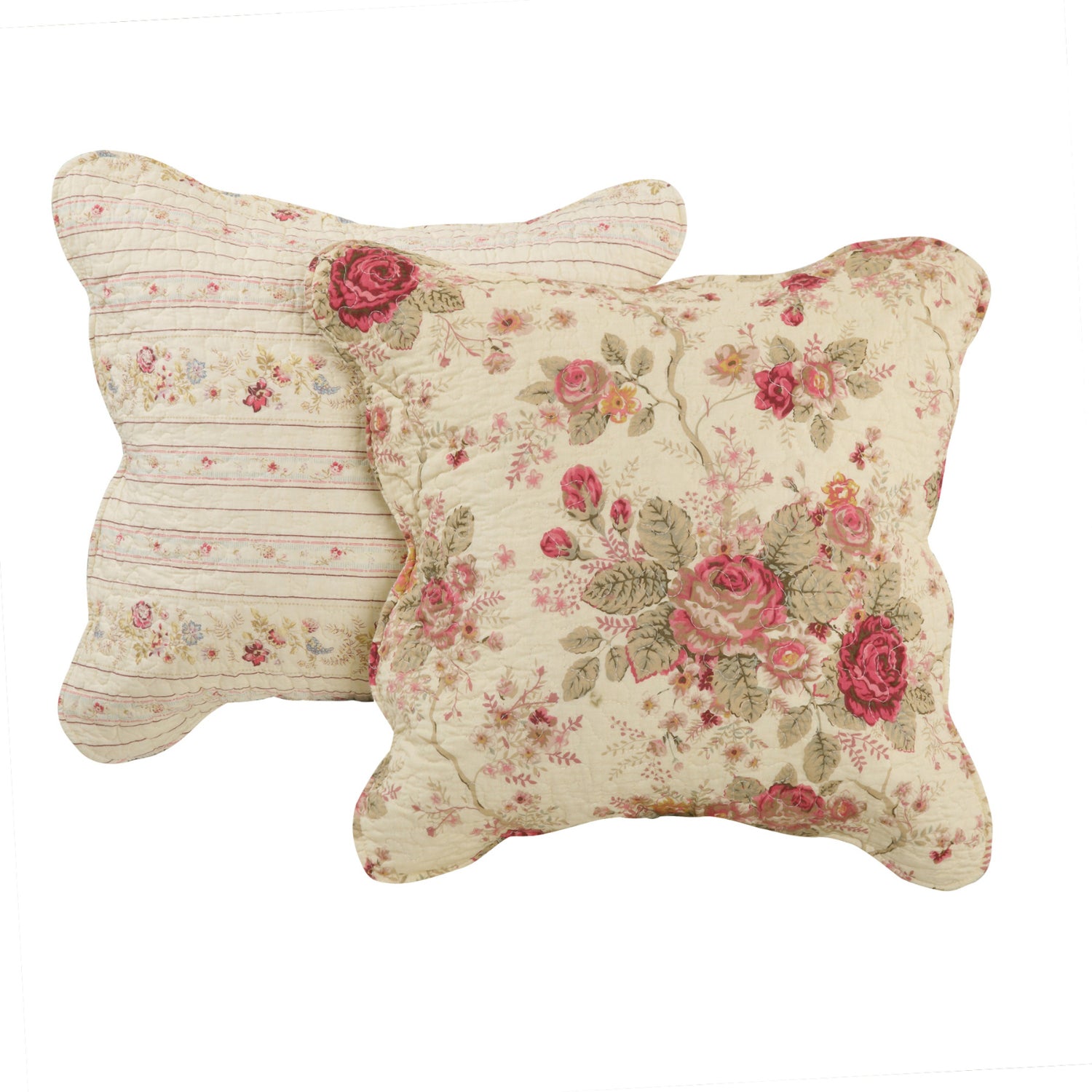 Greenland Home Fashion Antique Rose Accessory Decorative Pillow Pair - Multi 18x18"