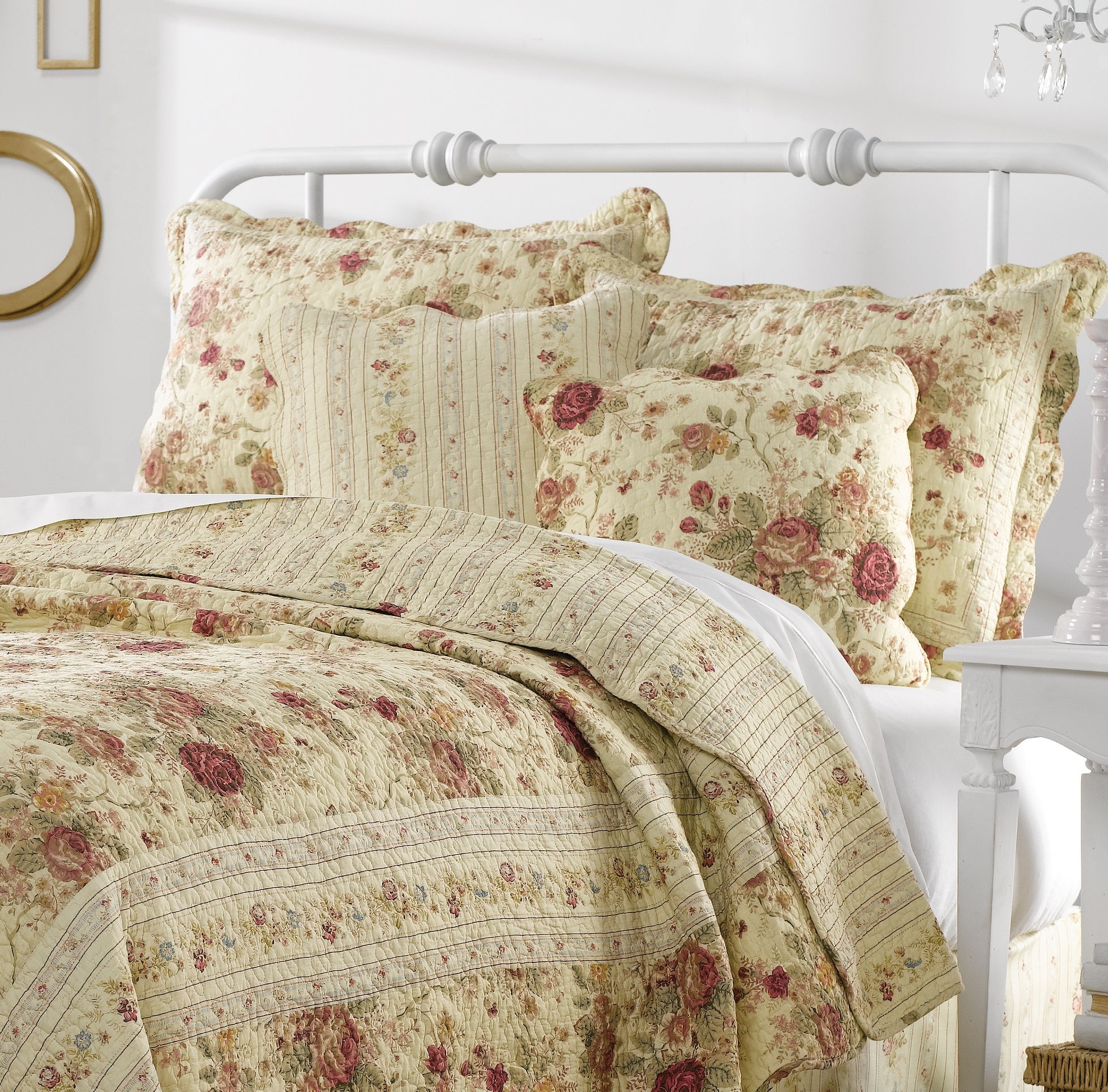 Greenland Home Fashion Antique Rose Quilt And ShamBonus Set - Multi