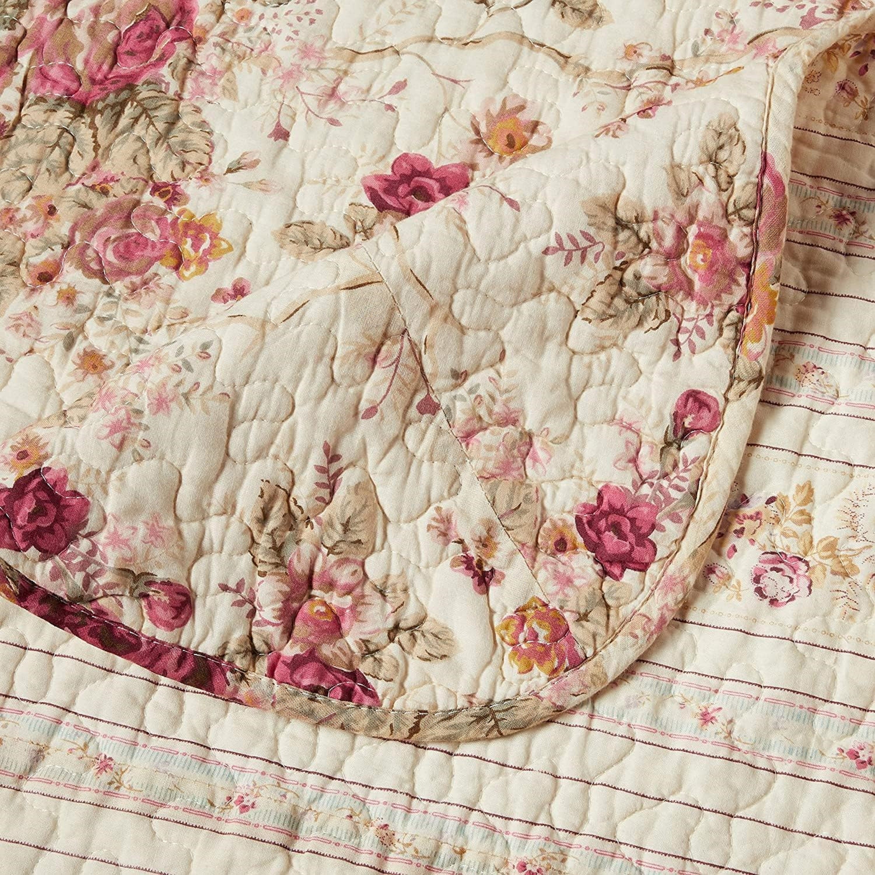 Greenland Home Fashion Antique Rose Quilt And ShamBonus Set - Multi