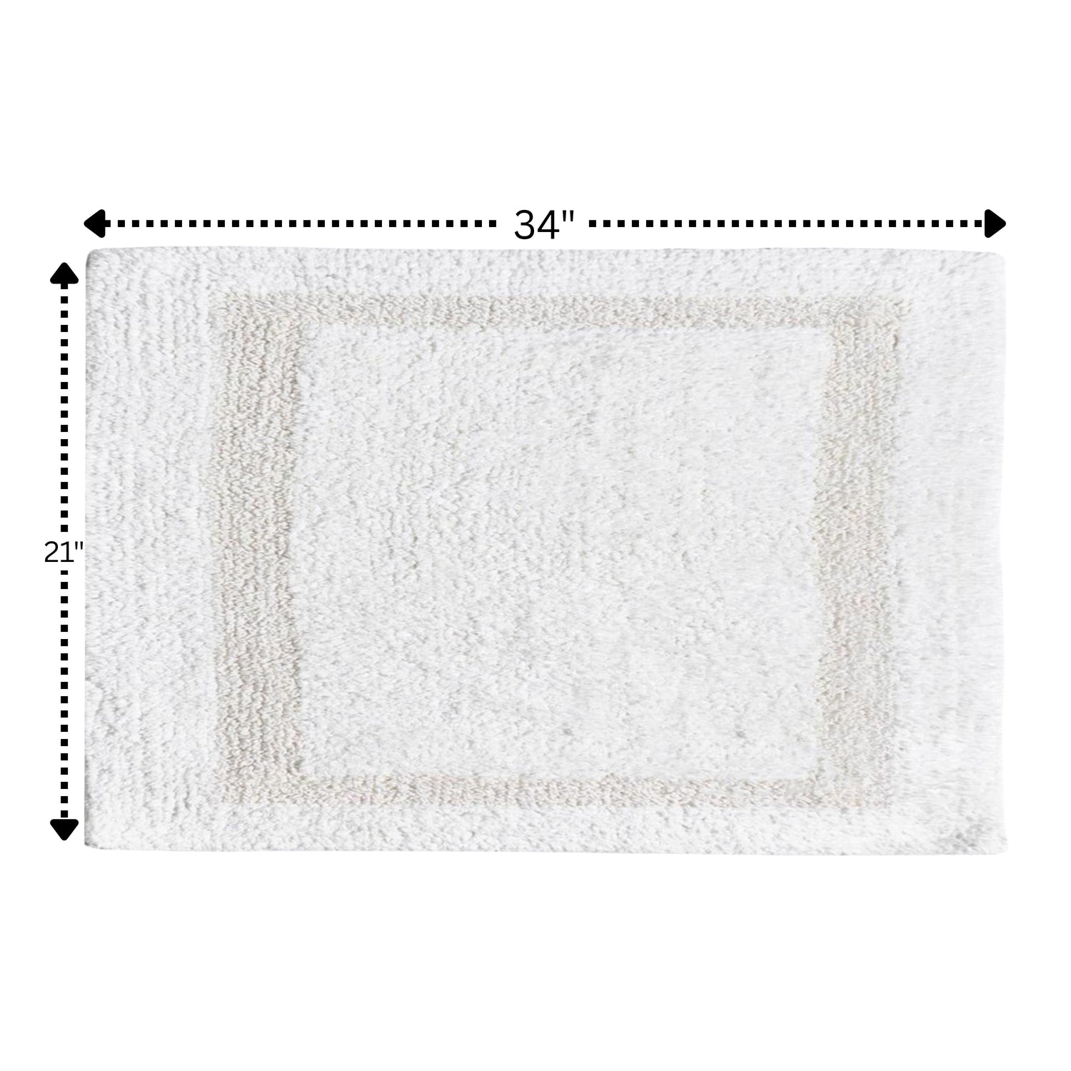 Carnation Home Fashions Large-Sized, Reversible Cotton Bath Mat - White 21x34"