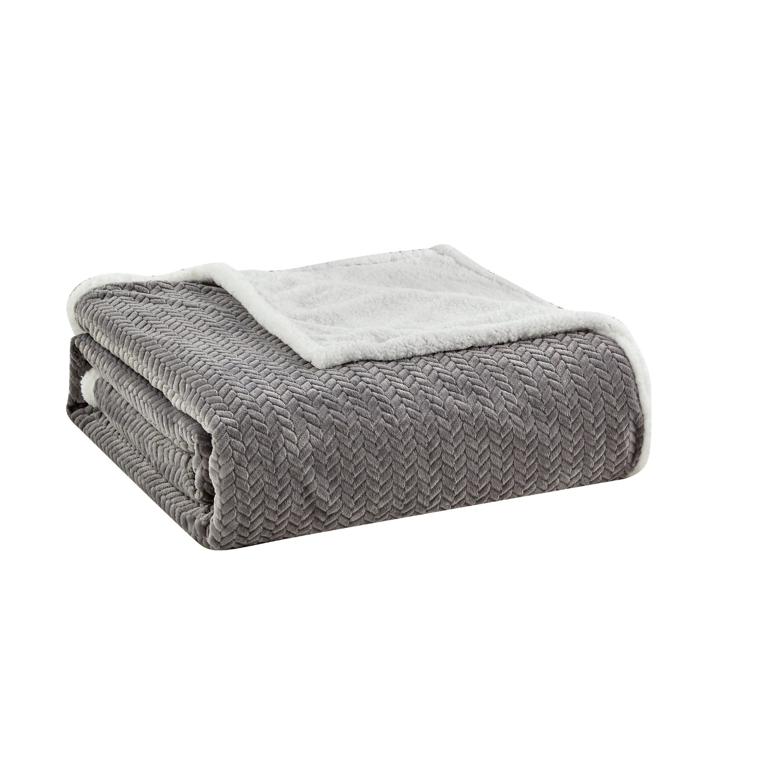 Plazatex Reversible & Comfortable Braided Oversized Sherpa Blanket