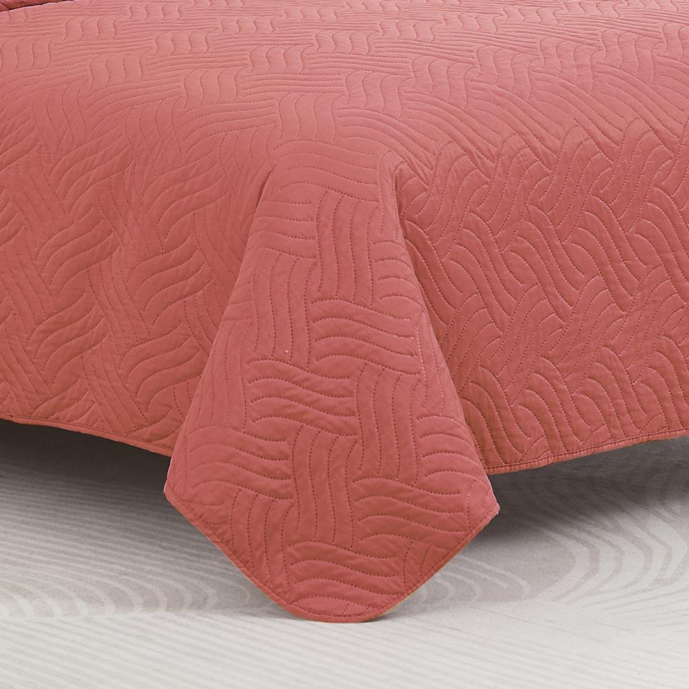 RT Designers Collection Ruby 3 Pieces Pinsonic Lightweight Quilts Set For Bedding Coral