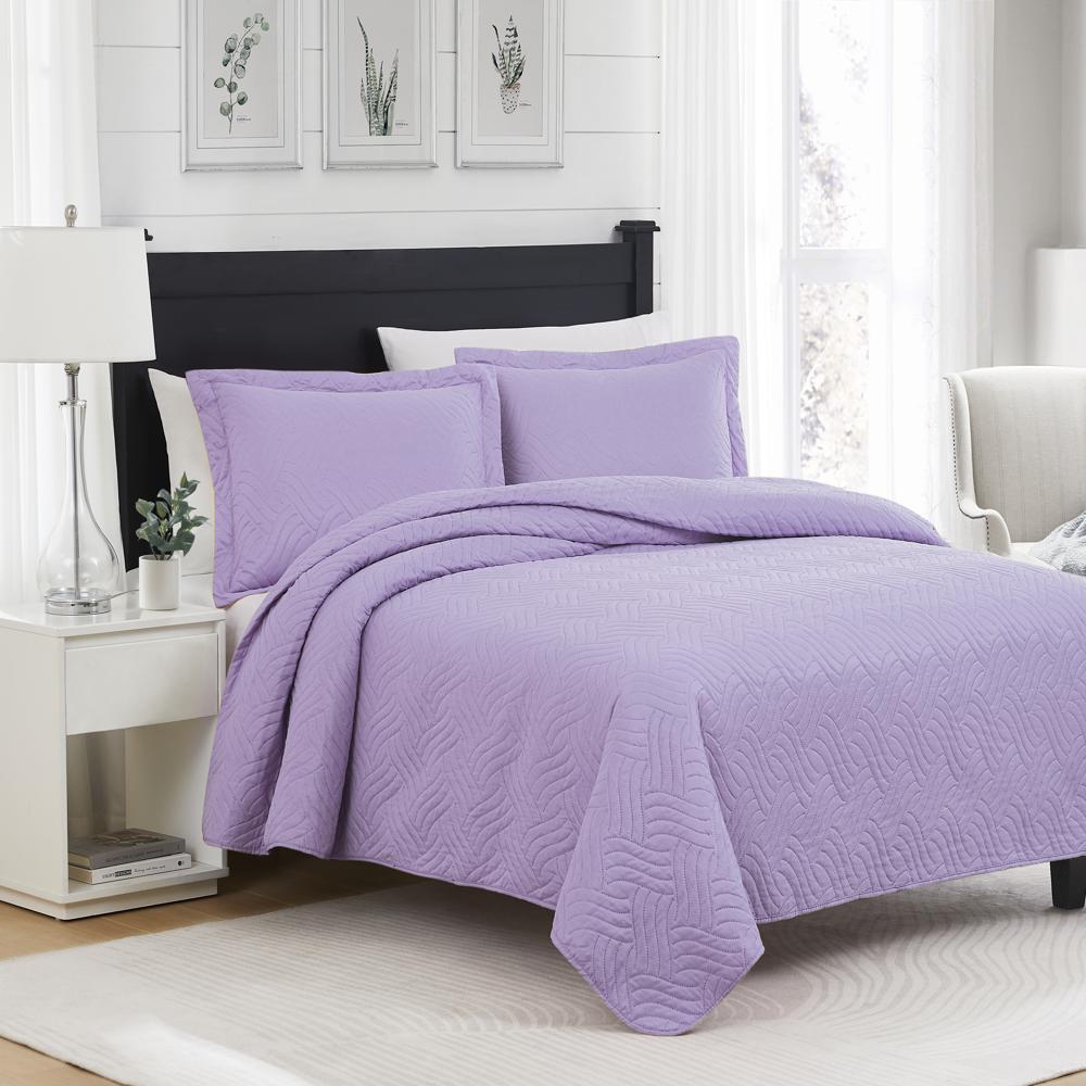 RT Designers Collection Ruby 3 Pieces Pinsonic Lightweight Quilts Set For Bedding Lavender