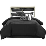 Chic Home Cranston Brenton Microfiber Embroidered Luxury & Soft 13 Pieces Comforter Sheet Bed In A Bag Black