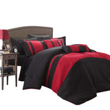 Chic Home Sheila Color Block 10 Pieces Comforter Bed In A Bag Red