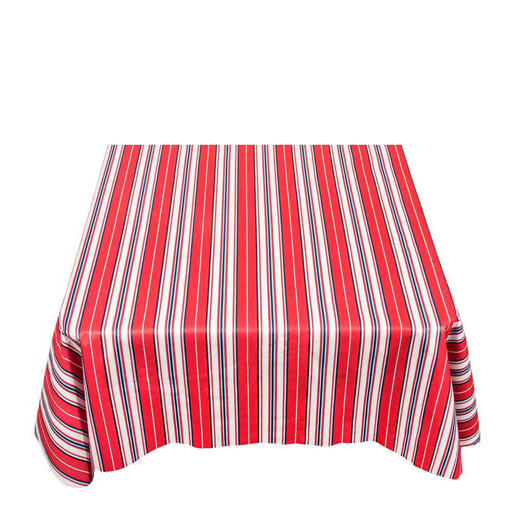 Carnation Home Fashions "Patriotic Stripe" Vinyl Flannel Backed Tablecloth - Red/White/Blue