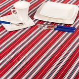 Carnation Home Fashions "Patriotic Stripe" Vinyl Flannel Backed Tablecloth - Red/White/Blue