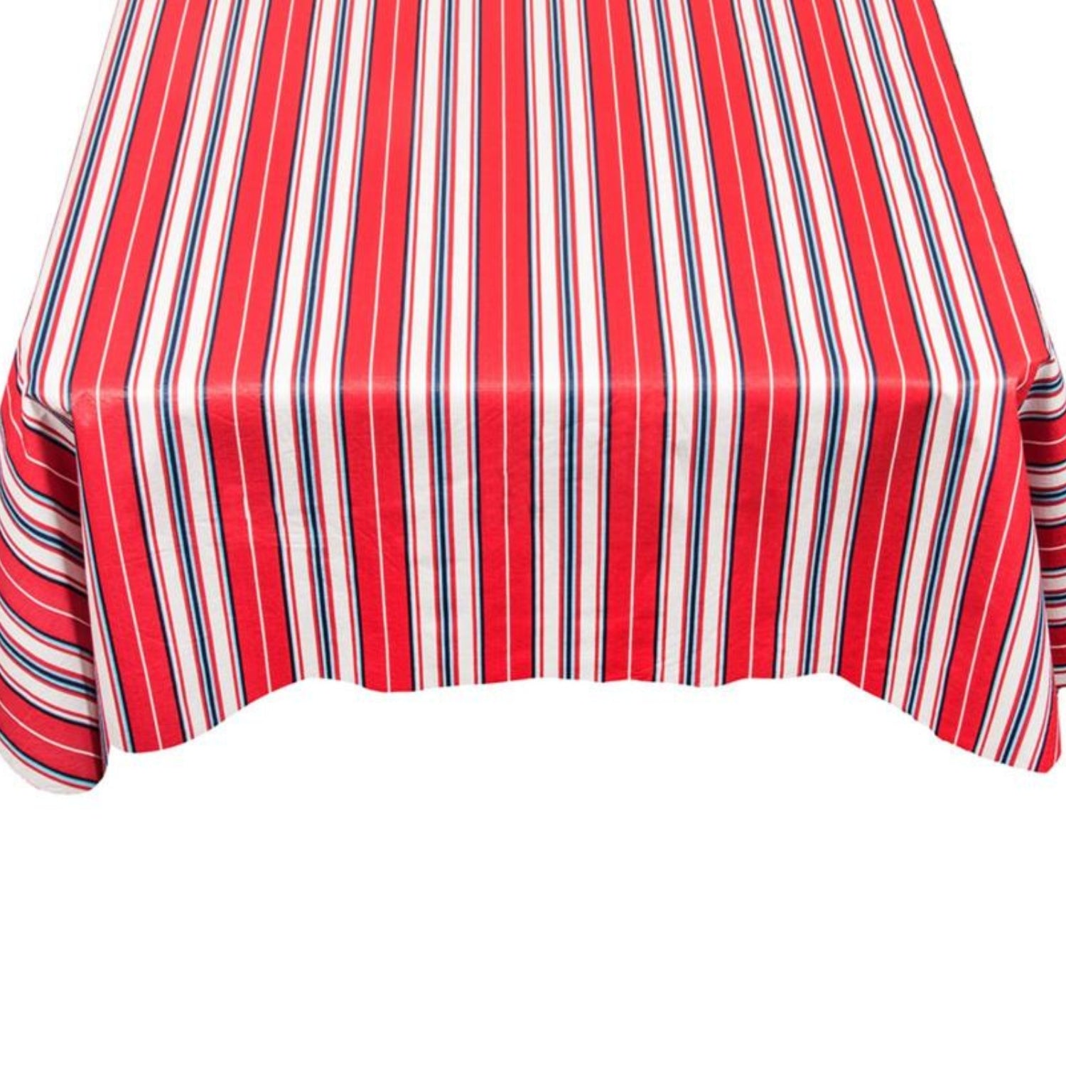 Carnation Home Fashions "Patriotic Stripe" Vinyl Flannel Backed Tablecloth - Red/White/Blue