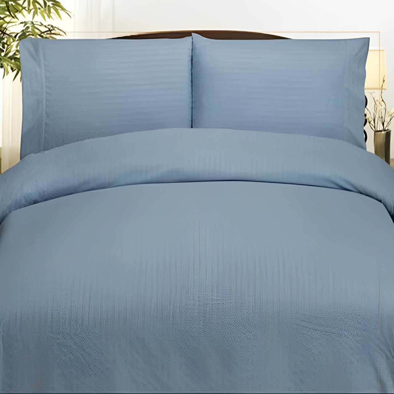 Plazatex Embossed Dobby Stripe Microfiber Comforter Bed In A Bag Set - Light Blue