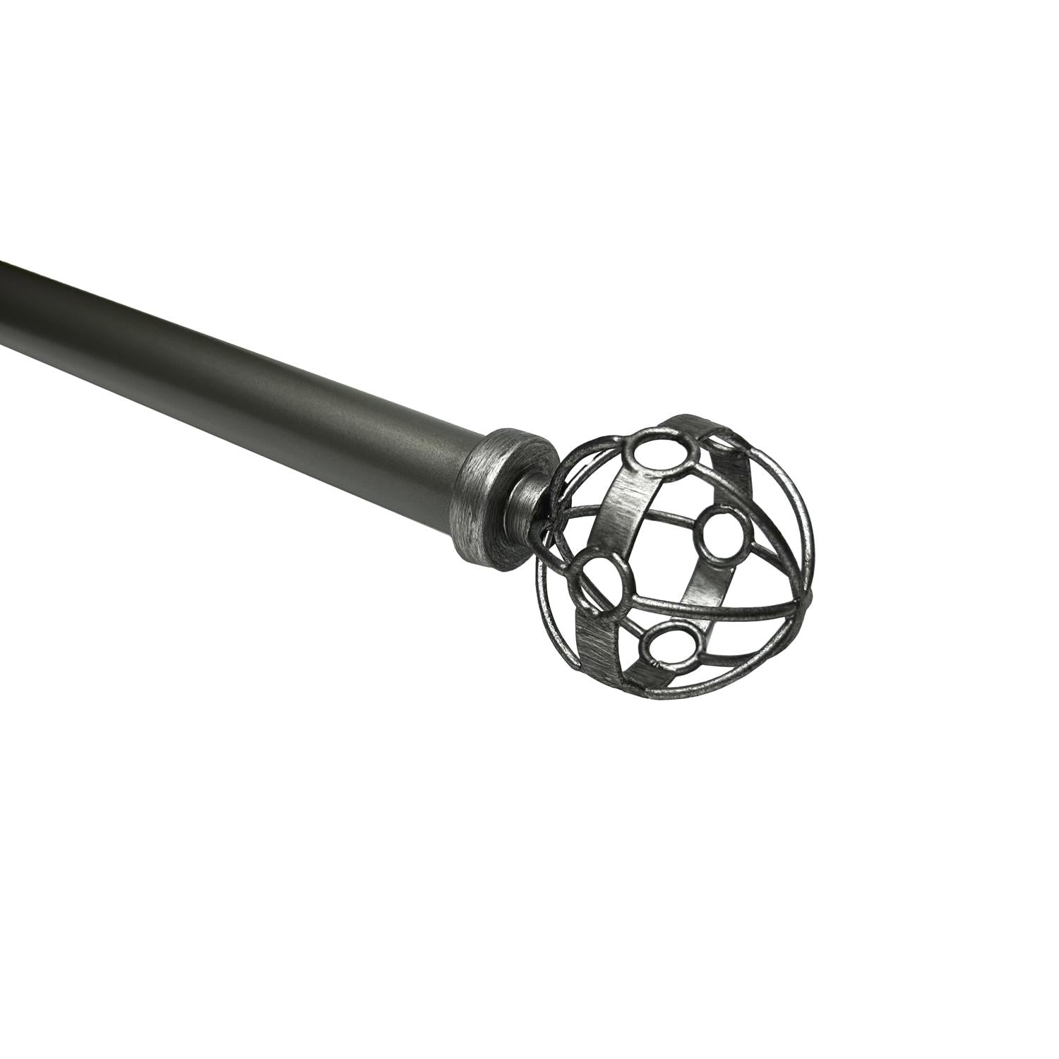 Versailles Esencial Atlas Steel Heavy Duty Curtain Rod Set for Windows Antique Silver