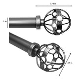 Versailles Esencial Atlas Steel Heavy Duty Curtain Rod Set for Windows Antique Silver