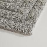 Chic Home Greyson Luxury 100% Cotton Tufted Rectangular Border Non-Slip Bathroom Rug 24" x 40" Grey