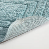 Chic Home Greyson Luxury 100% Cotton Tufted Rectangular Border Non-Slip Bathroom Rug 24" x 40" Blue