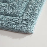 Chic Home Greyson Luxury 100% Cotton Tufted Rectangular Border Non-Slip Bathroom Rug 24" x 40" Blue