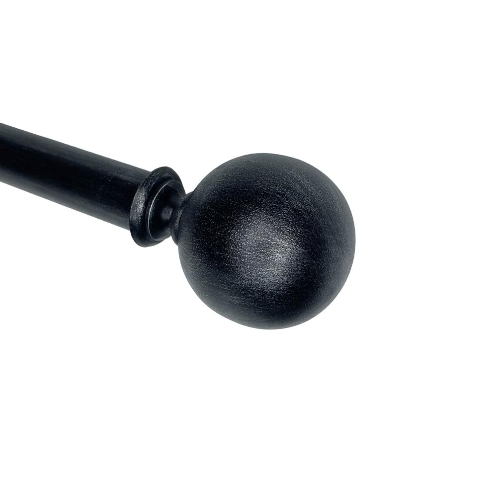 Versailles Heirloom Textured Ball Steel Heavy Duty Curtain Rods for Windows Set Black/Silver