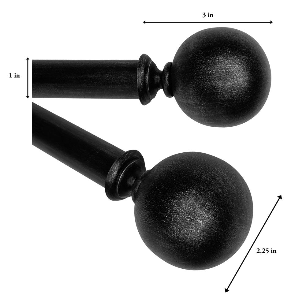 Versailles Heirloom Textured Ball Steel Heavy Duty Curtain Rods for Windows Set Black/Silver