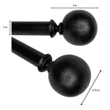 Versailles Heirloom Textured Ball Steel Heavy Duty Curtain Rods for Windows Set Black/Silver