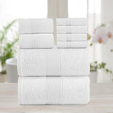 Chic Home Premium 8-Piece Pure Turkish Cotton 2 Bath Towels, 2 Hand Towels, 4 Washcloths Towel Set White