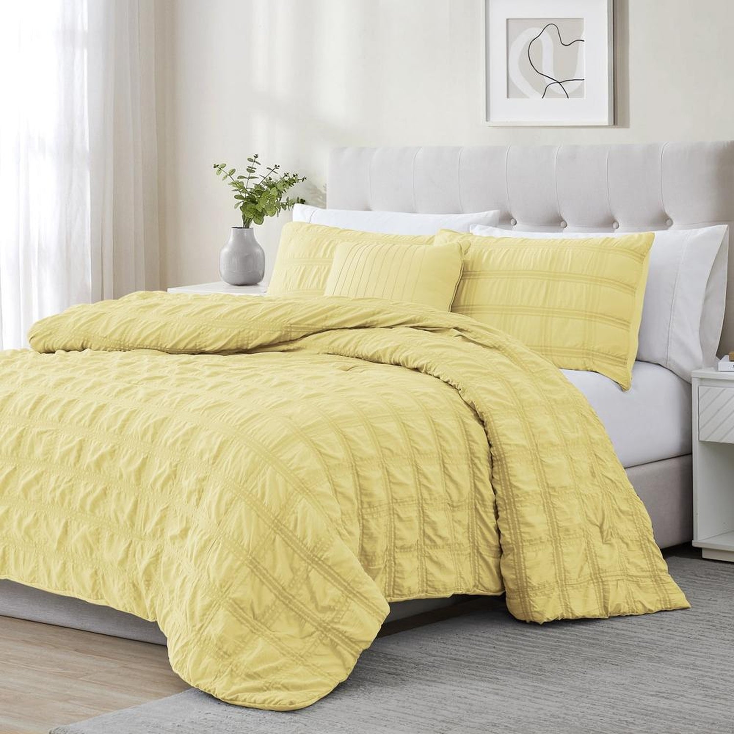 Ramallah Eliza Seersucker Comforter Set - Yellow