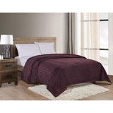 Chevron Reversible and Comfortable Braided Oversized Plush All Season Blanket, Queen, Plum