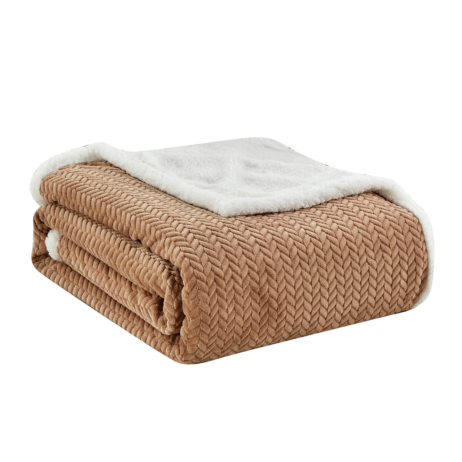 Plazatex Reversible & Comfortable Braided Oversized Sherpa Blanket