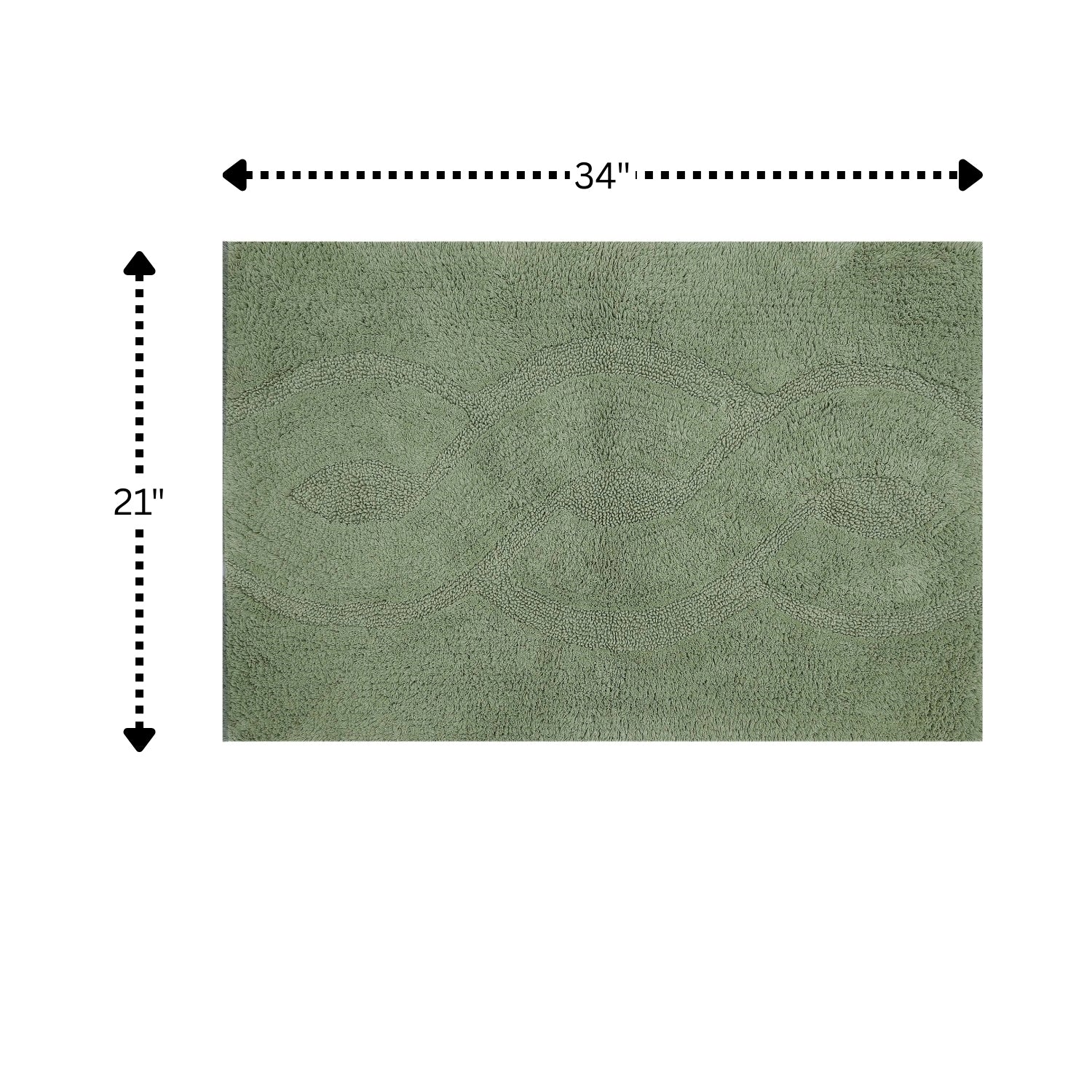 Chain Anti Skid Back Cotton Bath Rug 21" x 34" Sage by Perthshire Platinum Collection