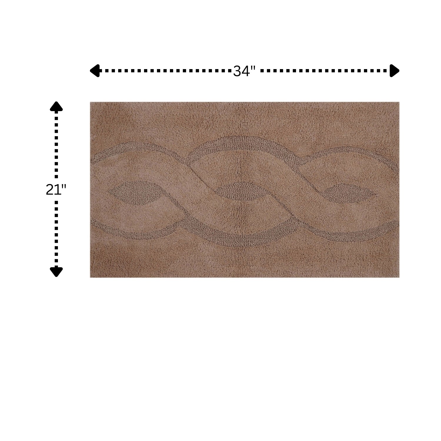 Beautiful Sculptured Chain Design Bath Rug With Anti Skid Latex Back Is Made Cotton Super Soft Natural