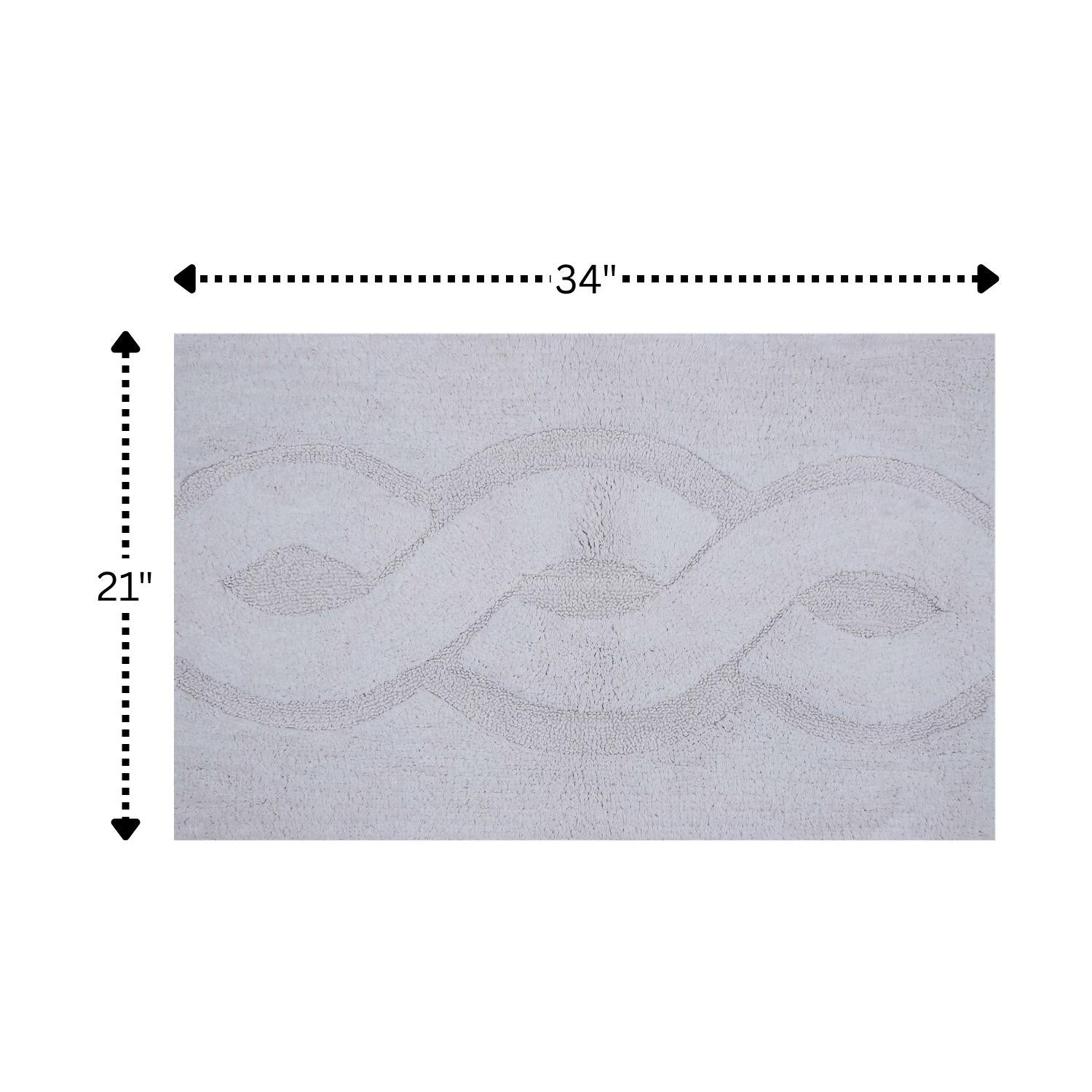 Beautiful Sculptured Chain Design Bath Rug With Anti Skid Latex Back  Made Cotton Super Soft White