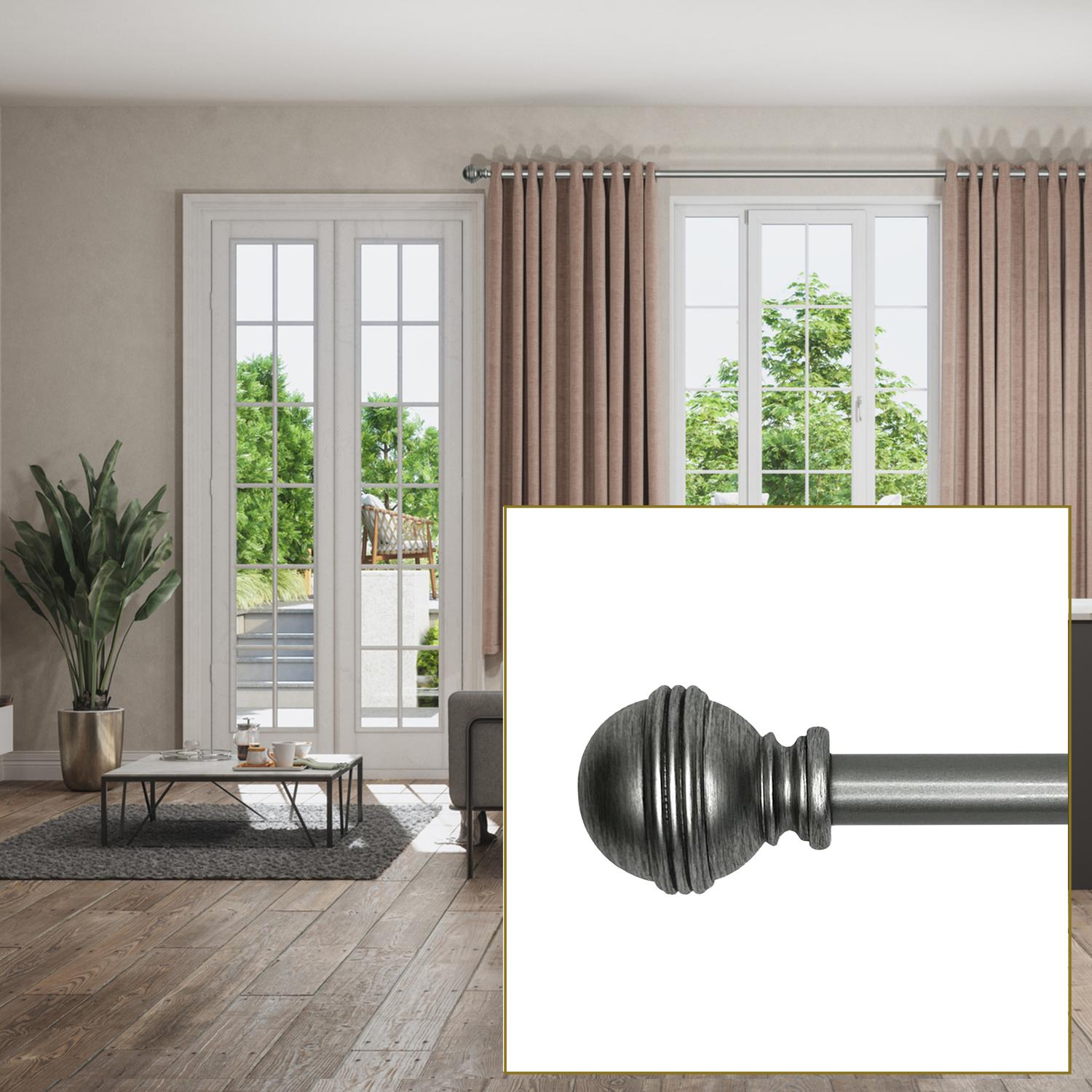 Versailles Scencillo Circa Steel Heavy Duty Curtain Rod Set for Windows Antique Silver
