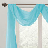 Celine Sheer 55 x 216 in. Sheer Curtain Scarf Valance Aqua