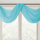 Celine Sheer 55 x 216 in. Sheer Curtain Scarf Valance Aqua