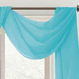 Celine Sheer 55 x 216 in. Sheer Curtain Scarf Valance Aqua