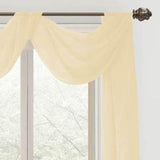 Celine Sheer 55 x 216 in. Sheer Curtain Scarf Valance Beige